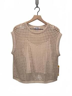 Steve Madden Medium Beige Crochet Sleeveless Top